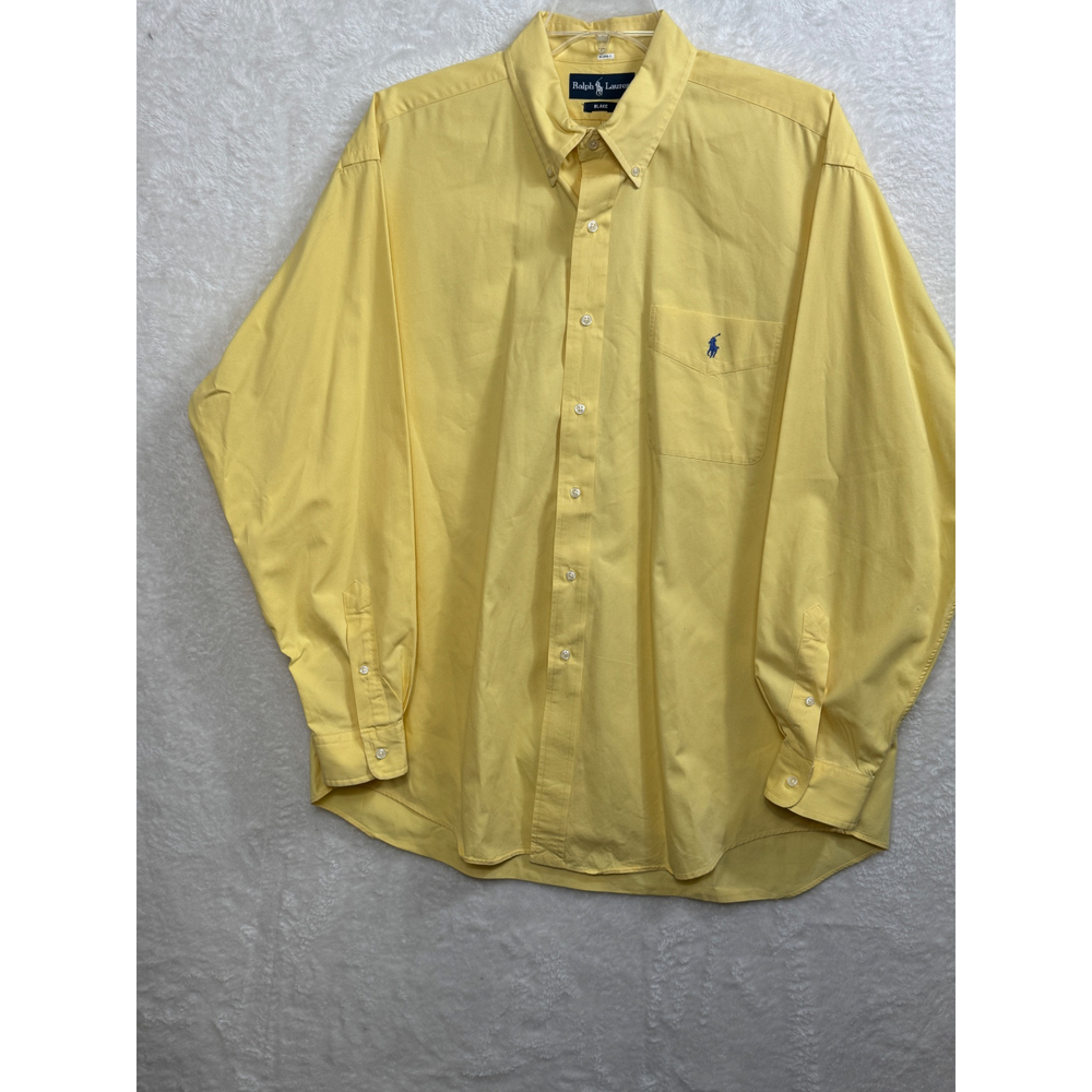 Ralph Lauren Blake Button Down‎ Shirt Dress Casual Menswear Yellow XL
